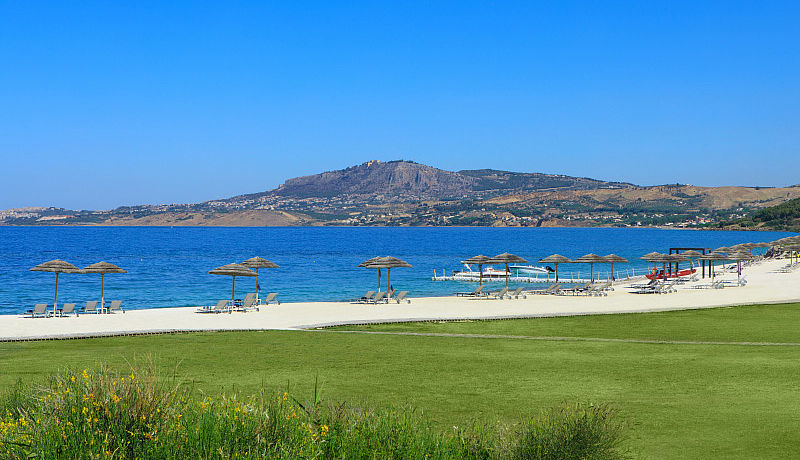 Strand vom Verdura Golf Spa Resort auf Sizilien, Italien